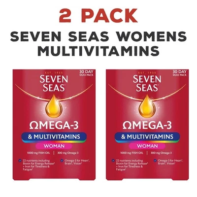 2x30-Day Duo Pack Seven Seas Omega-3 &Multivitamins Woman, With Biotin and Iron - Image 1 of 3