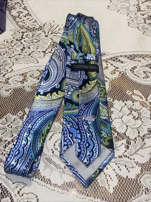 Countess Mara 蓝色佩斯利男式领带 — 第 1/4 张图片