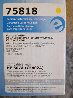 Elite Image 75818 Yellow Toner - HP507A - CE402A - FAST SHIP - Image 1 of 4