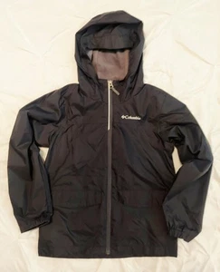 Big Boy's Sz S 7/8 Columbia Black Rain Jacket Coat Lightly Lined - Picture 1 of 3
