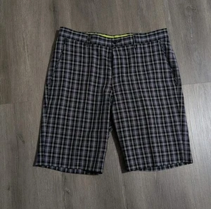 Louis Raphael Golfshorts Herren 32 kariert lila schwarz weiß lang Pull On - Bild 1 von 7
