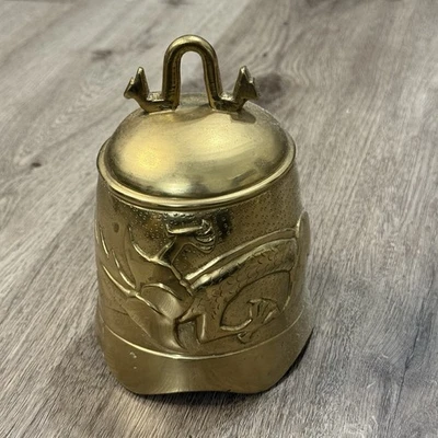 Campana de gong templo chino vintage de latón sin diseño de dragón clapper Foto 1 de 4