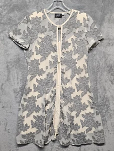 Vintage Wild Rose Dress Womens Size 8 Cream Gray Floral Burnout Overlay - Picture 1 of 21