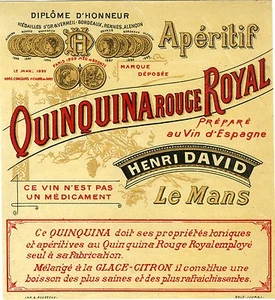 "QUINQUINA ROUGE ROYAL (Henri DAVID Le Mans)" Etiquette-chromo originale 1900 - Picture 1 of 1