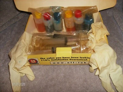 INKJET REFILL KIT  INK 4 SRINGES GLOVES FOR HP LEXMARK CANNON COMPZQ & MORE - Image 1 of 3