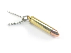 M1 Carbine Bullet Necklace, .30 Carbine, Brass casing, FMJ copper plated bullet - Picture 1 of 3