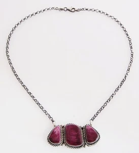 Collana nativi americani fatta a mano in argento sterling con ostriche spinose viola - Foto 1 di 3
