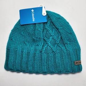Columbia Youth Aqua Cable Knit Beanie Hat Fleece Lined Winter NWT - Picture 1 of 6