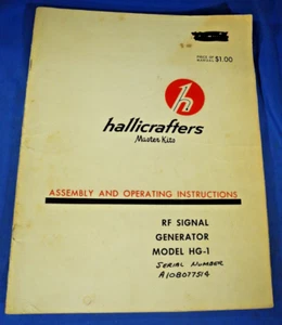 Hallicrafters RF Signal Generator HG-1 Assembly Operating Manual (original) - Picture 1 of 8