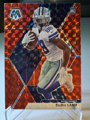 2020 Panini Mosaic NFL Cowboys Football CeeDee Lamb Rookie Red Mosaic Prizm 207 - Image 1 of 4