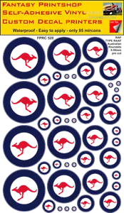 Raaf Australien Cocarde Mixte Paquet Vinyle Sticker Décalques Roundel 5mm - 50mm - Bild 1 von 3