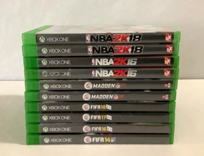 Lot 10 XBOX ONE Games NBA2K16 & 18, FIFA14/16/17/18, MADDEN NFL 17 & NFL 18 - Image 1 of 4