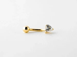 Moissanite Heart Belly Ring – Gold Plated 925 Sterling Silver Body Jewelry - Picture 1 of 3