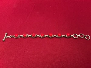 Red Coral and 925 Sterling Silver Bracelet - Picture 1 of 4
