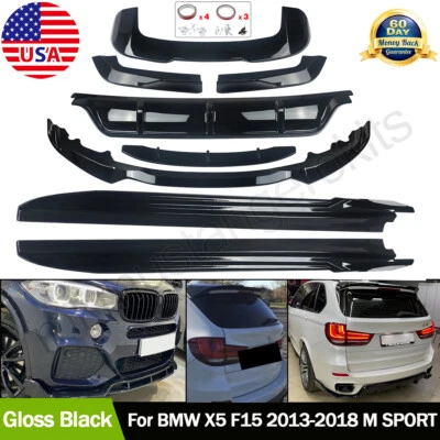 For BMW F15 X5 M Tech Body Kit Front Lip Rear Diffuser Side Skirts Spoiler 13-18 Foto 1 de 4