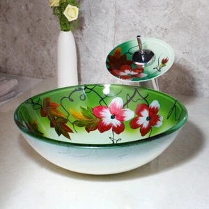 Rubinetto miscelatore ottone ciotola lavabo lavabo vaso vetro bagno USA combo up - Foto 1 di 10