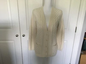 Talbots Cable Knit Button Down Cardigan Cream Women Sz Small Pockets NWT - Picture 1 of 2