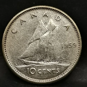 10 CENT 1959 SILBER 800‰ ELIZABETH II 1. Bildnis KANADA / SILVER - Bild 1 von 2