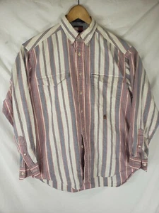 Tommy Hilfiger mens shirt size M button down vertical red blue stripes crest - Picture 1 of 8