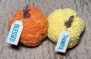 Ernte Herbst Deko Mini Sherpa Kürbis 2er Set - Bild 1 von 3