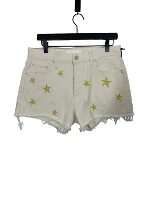 Mother Denim The Tomcat Kick Fray Jean Shorts in Shoot For The Stars Ivory Sz 30 - Image 1 of 4