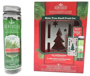 Set of 3 Scentsicle Tree Holders + 6 White Winter Fir Scented Ornament Sticks - Picture 1 of 9