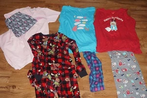 Girls Sleepwear Pajamas LOT (5 sets) Sz 10-16 and Small) Moose Dogs Puppies - Picture 1 of 3