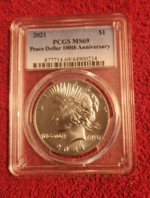 2021 Peace silver dollar PCGS MS 69 - Image 1 of 2