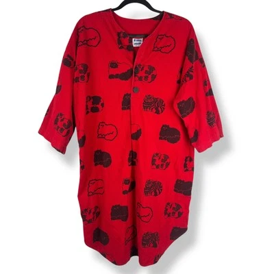 Camisa de pijama Michigan Rag para mujer talla grande estampado de gato franela vintage años 90 EE. UU. Foto 1 de 4