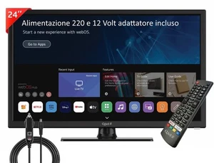 QBELL TV SMART 24" LED HD WEBOSS BY LG NETFLIX DAZN 220 E 12 VOLT CAMPER BARCA - Foto 1 di 8