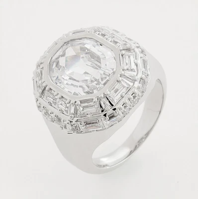 Anel Swarovski prata esterlina cristal Mesmera com caixa novo em folha tamanho N 53mm - Imagem 1 de 3