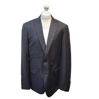 Hugo Boss Suit Jacket Trousers Grey Pinstriped Wool Men's XL 44" W38 L34 GG361 - Image 1 of 4