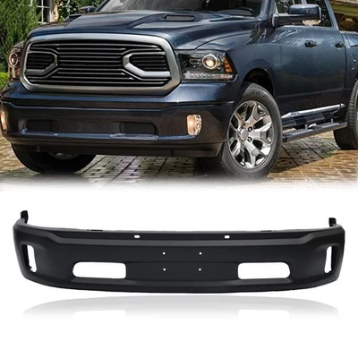 Black Steel Front Bumper Face Bar For 2013-2018 Ram 1500 W/Fog Light Holes Foto 1 de 4