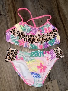 Little Girls Glitter Beach  Size 8 Two-piece Bikini Swimsuit - Picture 1 of 4