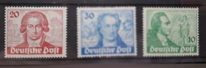 Alemania - Berlín 1949 Nacimiento Bicent de Goethe conjunto de 3, con bisagras como nuevo - Imagen 1 de 1