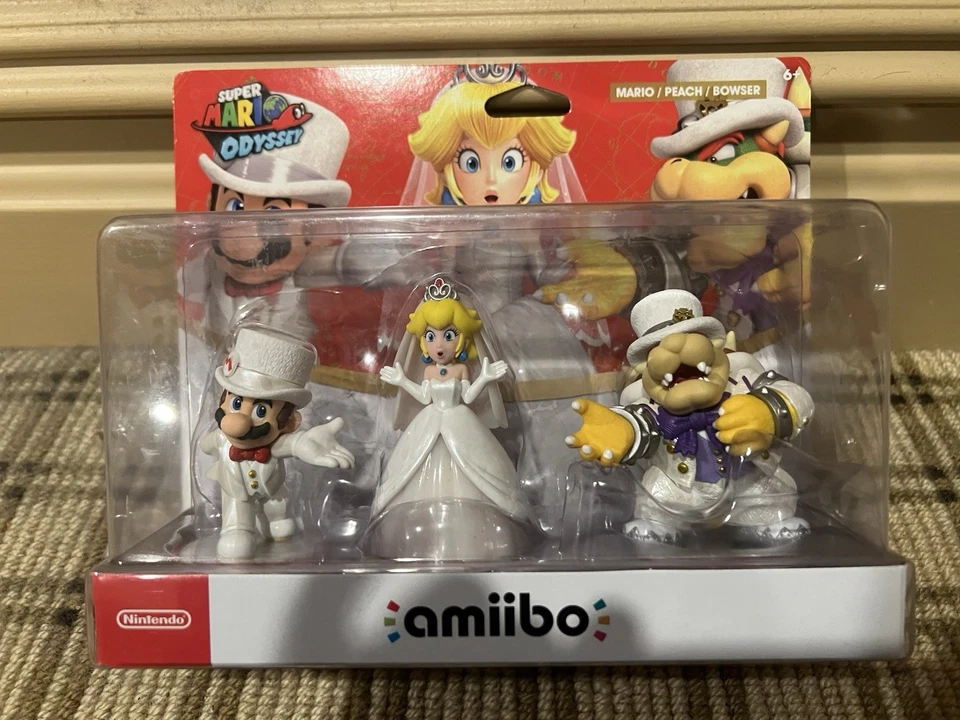 Super Mario Odyssey Amiibo - Wedding Mario Peach Bowser 3-Pack - Sealed Box - Image 1 of 1