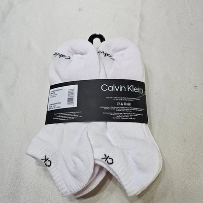 Calvin Klein 6-Pair Men's  Cushion No Show Socks    White with CK Logo - Image 1 of 2