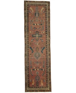 3'7X12'7 Semi-Antique Oriental Runner Rug 3x12 Tribal Floral Hallway Decor - Picture 1 of 14