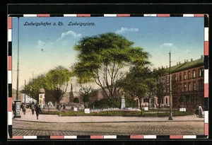 Ludwigshafen a. Rh., Ansichtskarte, Blick auf den Ludwigsplatz 1916 - Picture 1 of 2