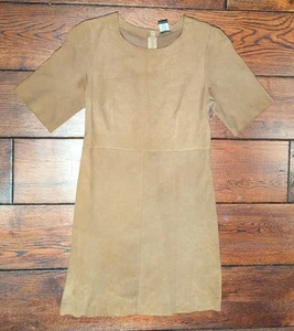 Eleventy Women's Light Brown Suede Zip Back Short Sleeve Dress Size 38 US XS/S - Picture 1 of 14
