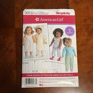 Simplicity Schnittmuster Einheitsgröße American Girl Puppe D0537 GEÖFFNET - Bild 1 von 6