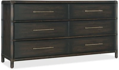 Cómoda de madera Hooker Furniture 6950-90202 Retreat 68" W 6 cajones - negra Foto 1 de 4
