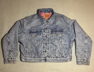 Levi's Padded Trucker Jacket Womens XL Quilted Pink Lining Excellent Condition - Picture 1 of 21