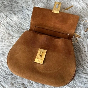 Chloe Drew Shoulder Bag Leather Suede Brown Gold Hardware Women's From Japan - Picture 1 of 20