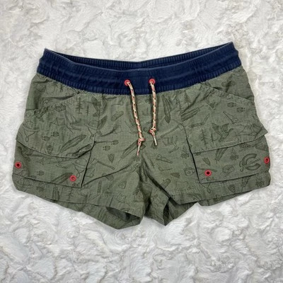 Columbia 90s Retro Micro Cargo Shorts Womens S Green Camp Nature Print Gorpcore - Image 1 of 4