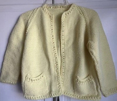 Cardigã suéter feminino amarelo feito à mão pequeno extra pequeno malha personalizado - Imagem 1 de 4