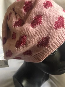 The Children’s Place Baby Girl  Briteberry Pink Knit Heart Beret Size Large 2-4 - Picture 1 of 6