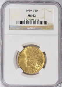 1910 $10 GOLD INDIAN HEAD EAGLE NGC MS 62 - Picture 1 of 4