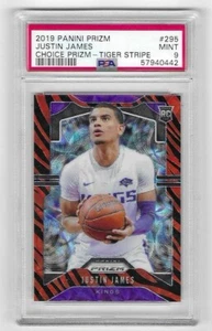 2019-20 PANINI-PRIZM JUSTIN JAMES CHOICE PRIZM-TIGER STRIPE RC #295 PSA MINT 9 - Picture 1 of 2
