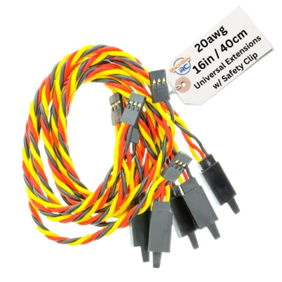 BackBayRC - 16in 20awg Universal (JR Futaba Compatible) Servo Extensions w/ Clip - Image 1 of 3